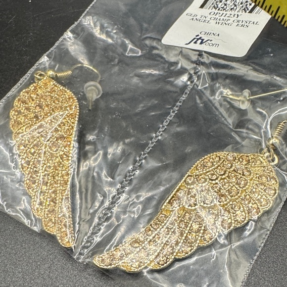 JTV Gold Tone Angel Wing Crystal Necklace and Earring Set marked CN - Picture 4 of 9